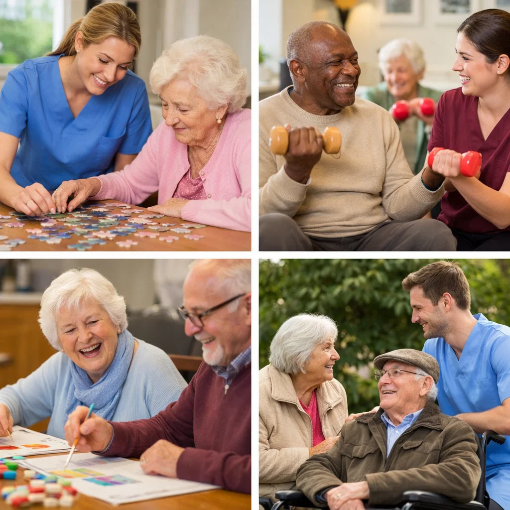 Seniors enjoying social activities